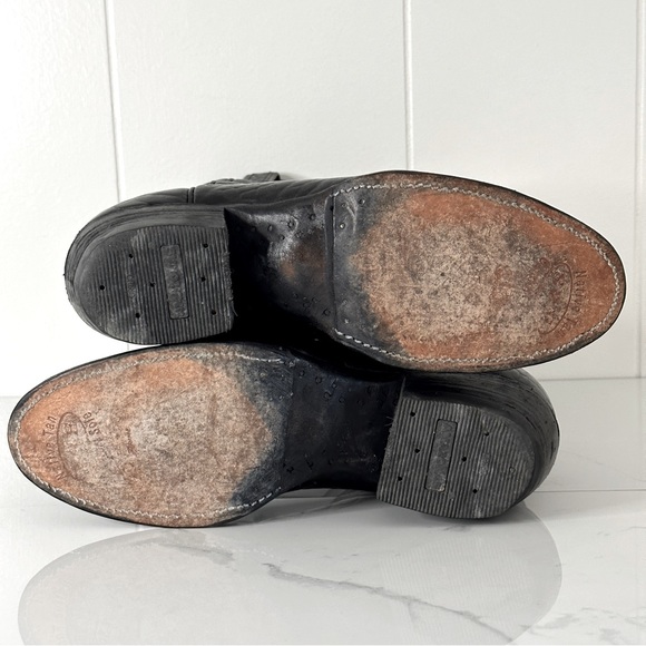 Vintage Hondo Black Leather Cowboy Boots 9.5 Western Texas Mexico - Picture 7 of 12